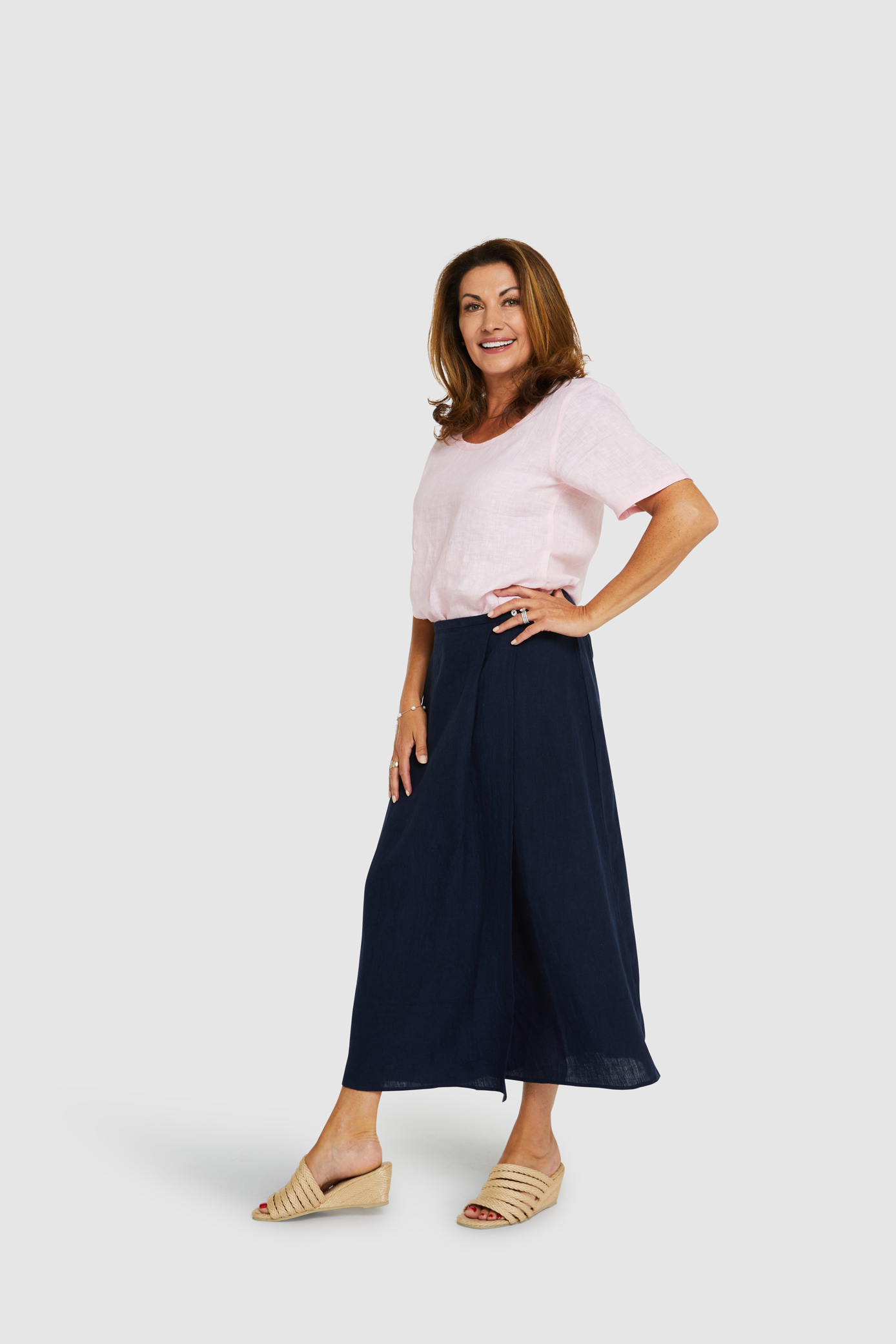 Esperance&Co Bella Linen Skirt French Navy Orinoco Designs Ltd