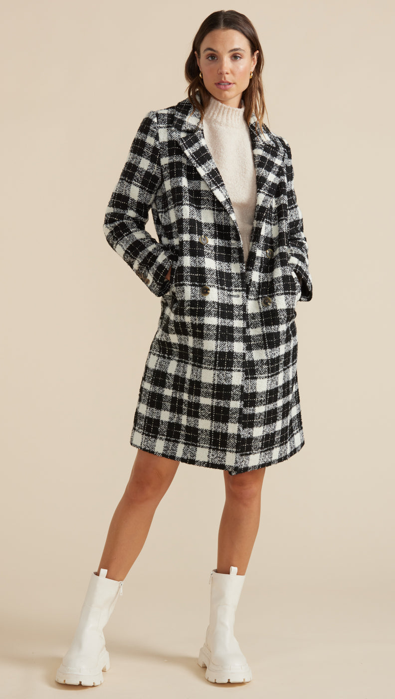 MINKPINK Toko Check Coat Orinoco Designs Ltd