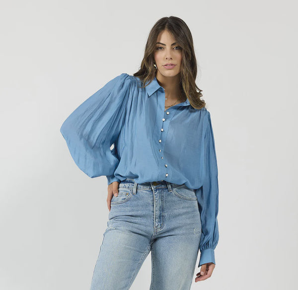 Drama the Label - Bristol Blouse Cornflower