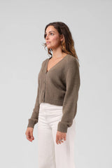 RPM - Cropped Cardigan Olive Marl