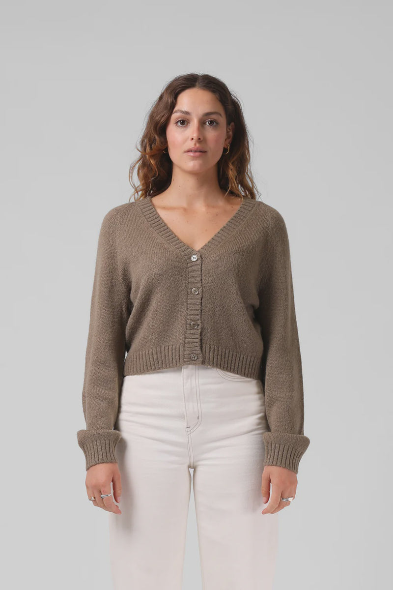 RPM - Cropped Cardigan Olive Marl