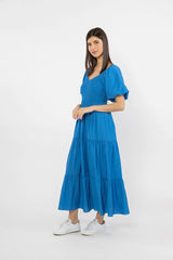 Seeking Lola - Nova Puff Sleeve Dress -Cobalt
