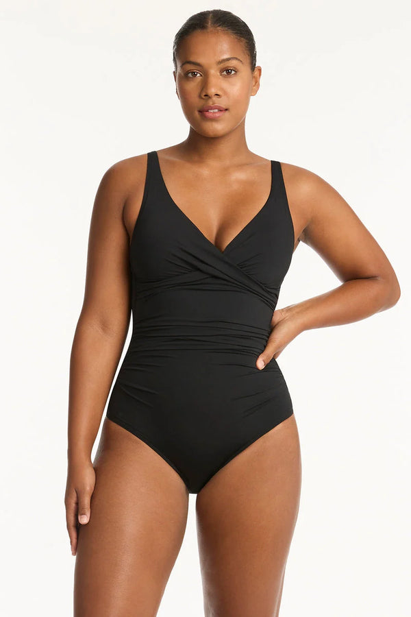 Sea Level - Essent Cross Front Blk Multifit One Piece