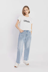 Drama the Label - Zoe Printed White/Black Tee