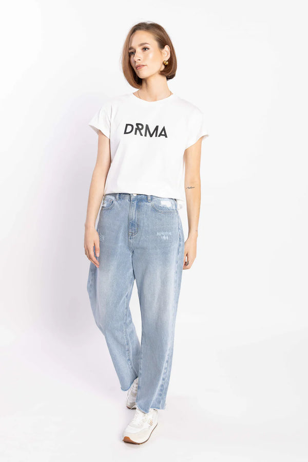 Drama the Label - Zoe Printed White/Black Tee