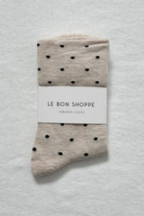 Le Bon Sneaker Socks - Oatmeal Polka Dot
