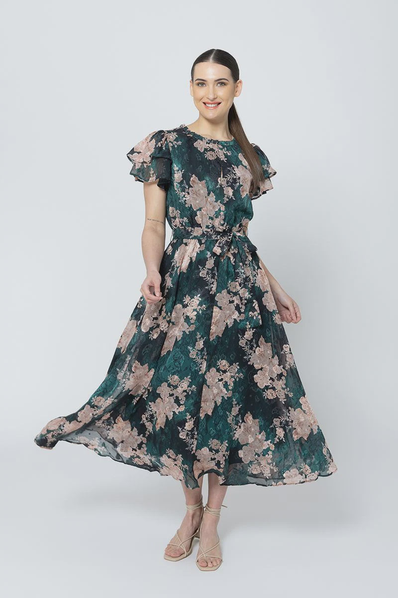 Seeking Lola - Coastal Maxi Dress Forest Rose