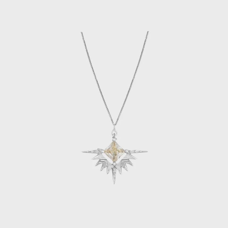 Lindi Kingi - Solstice Necklace - Silver& Pale Lemon Zirconia