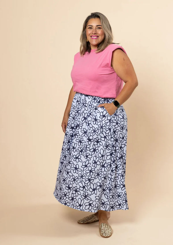 Two + Lou - Bowie Skirt Bloom Blue