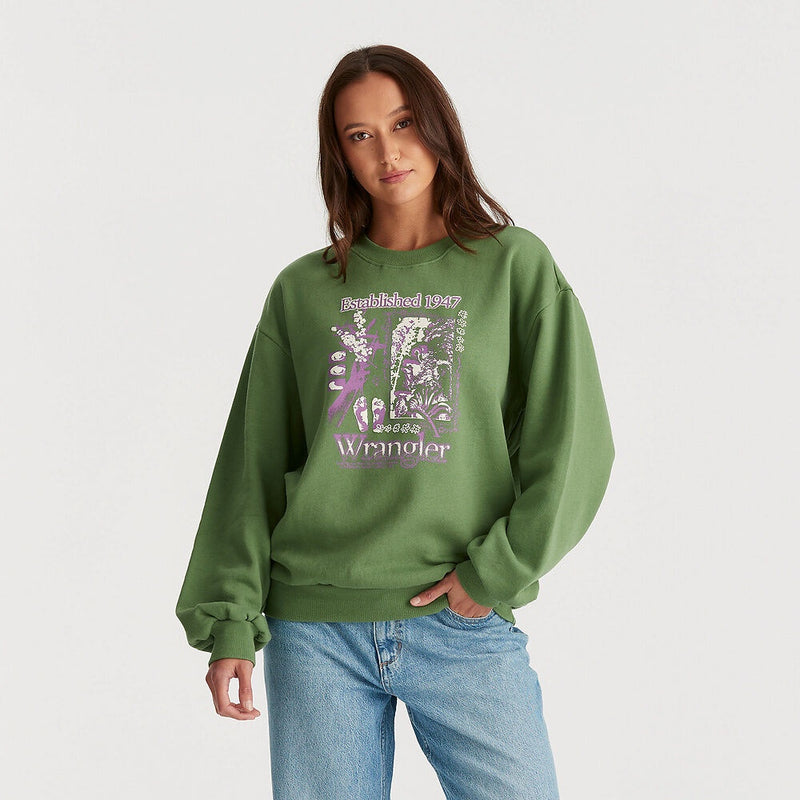 Wrangler - Wattle Slouch Sweat Elm Green