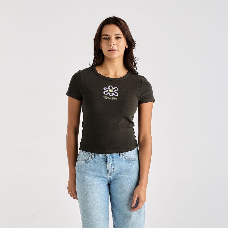 Wrangler - Daisy Staple Rib Tee Dark Slate