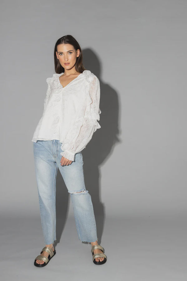 Drama the Label - Theo Blouse - White Embroidery