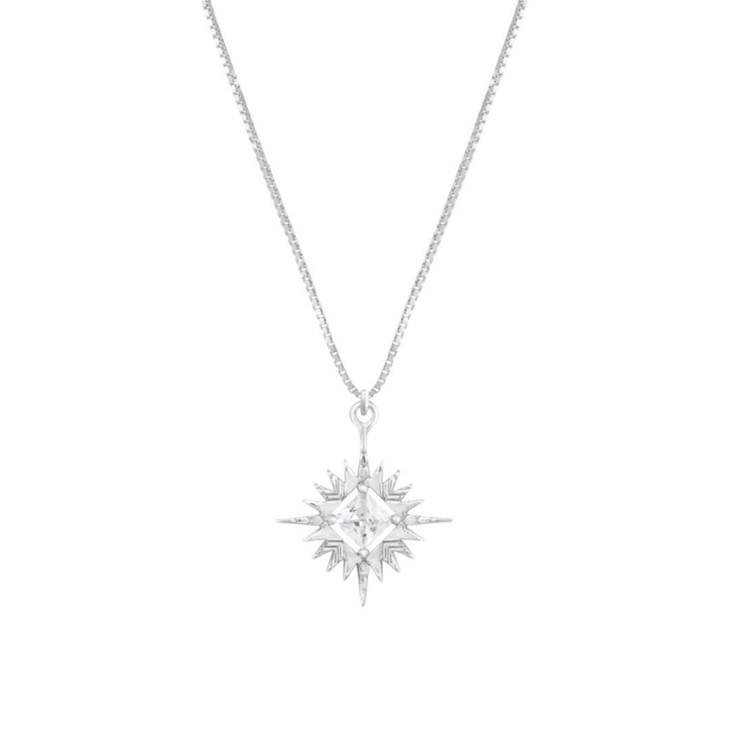 A dusting of Jewels - Starburst Necklace  Platinum Silver