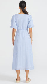 Staple the Label- Azul Wrap Midi Dress Blue/White