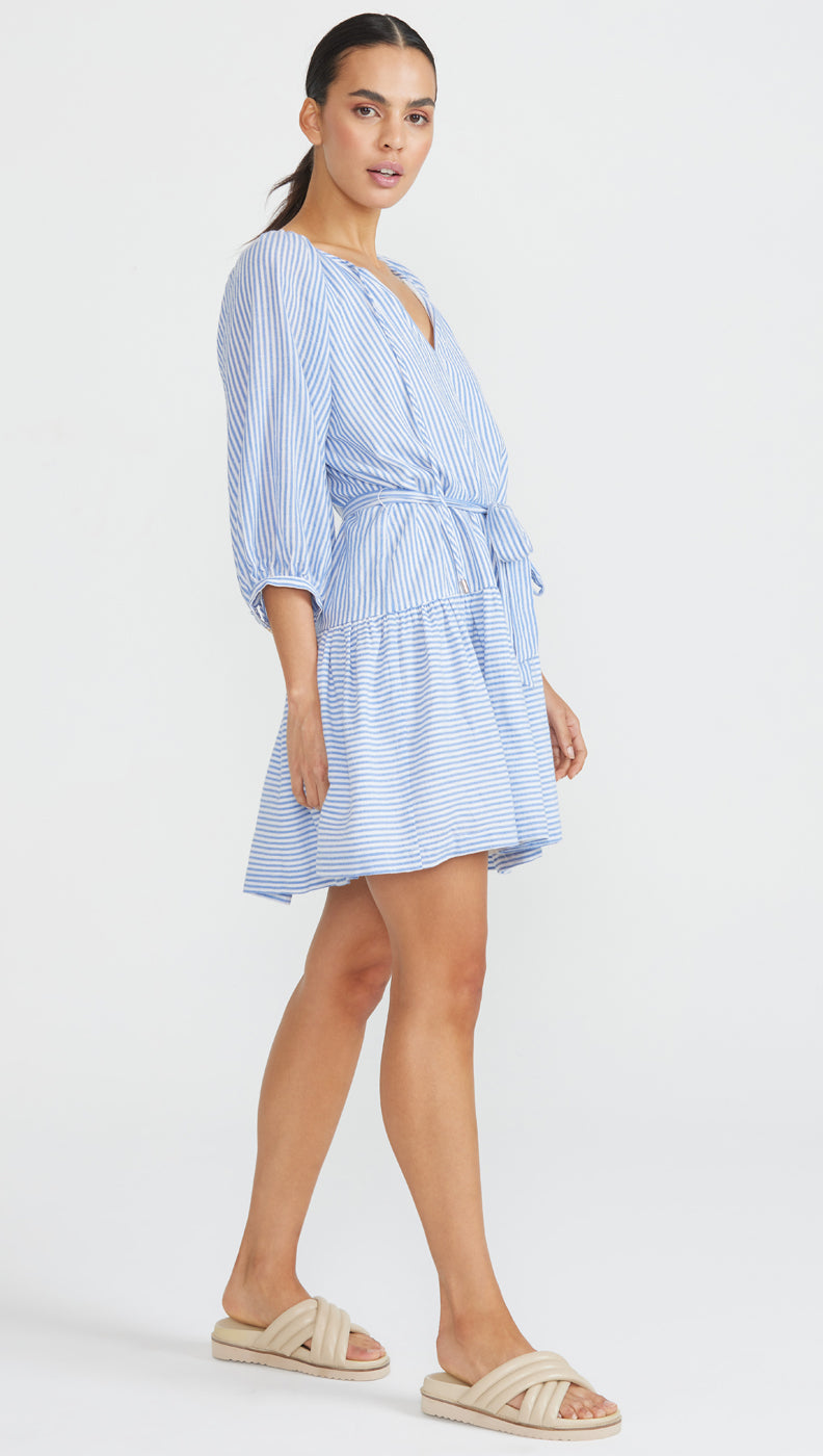 Staple the Label- Azul Smock Mini Dress Blue/White