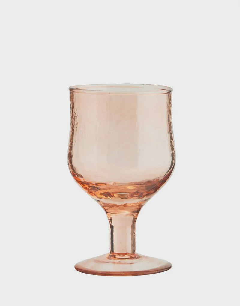 Madam Stoltz - Hammered Wine Glass Coral each