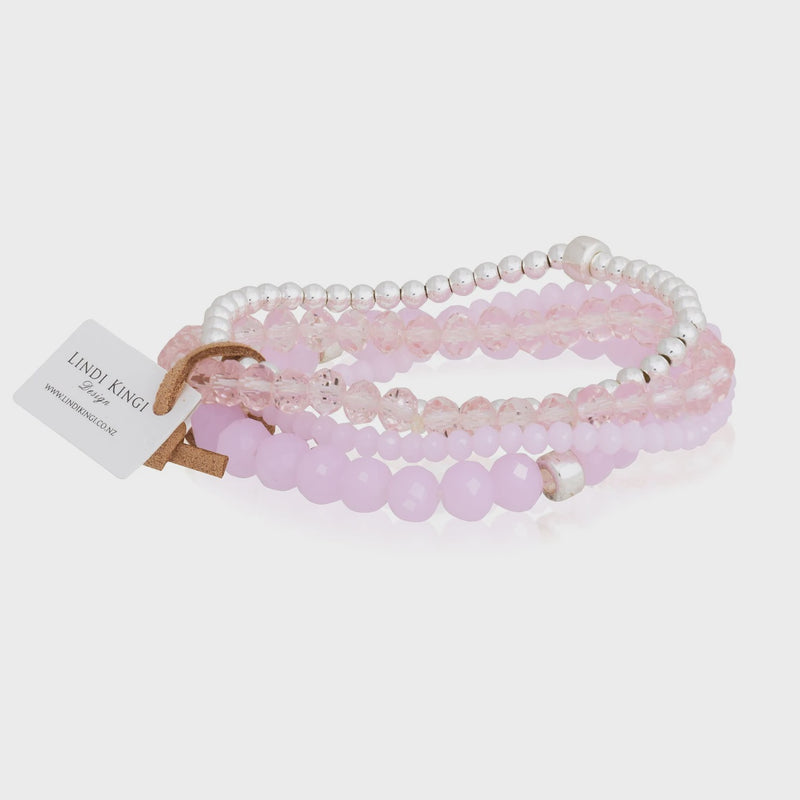 Lindi Kingi Bracelet Set | Pink Blush Cut Glass