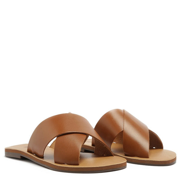 Anacapri Flat CROSS Slide - Brown