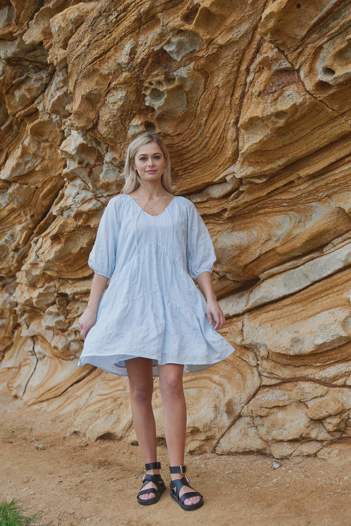 Drama the Label - Hayley Dress - Fine Blue Stripe