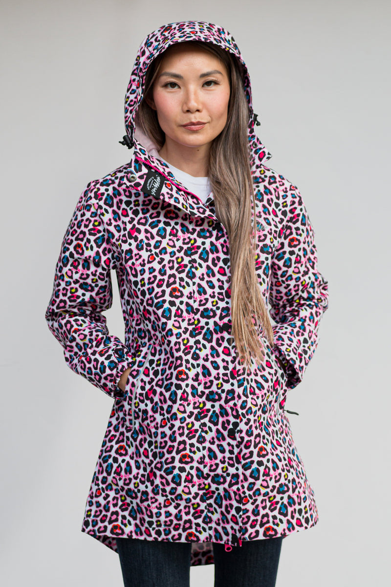 Scribbler - Neon Leopard Mesh Lined Raincoat