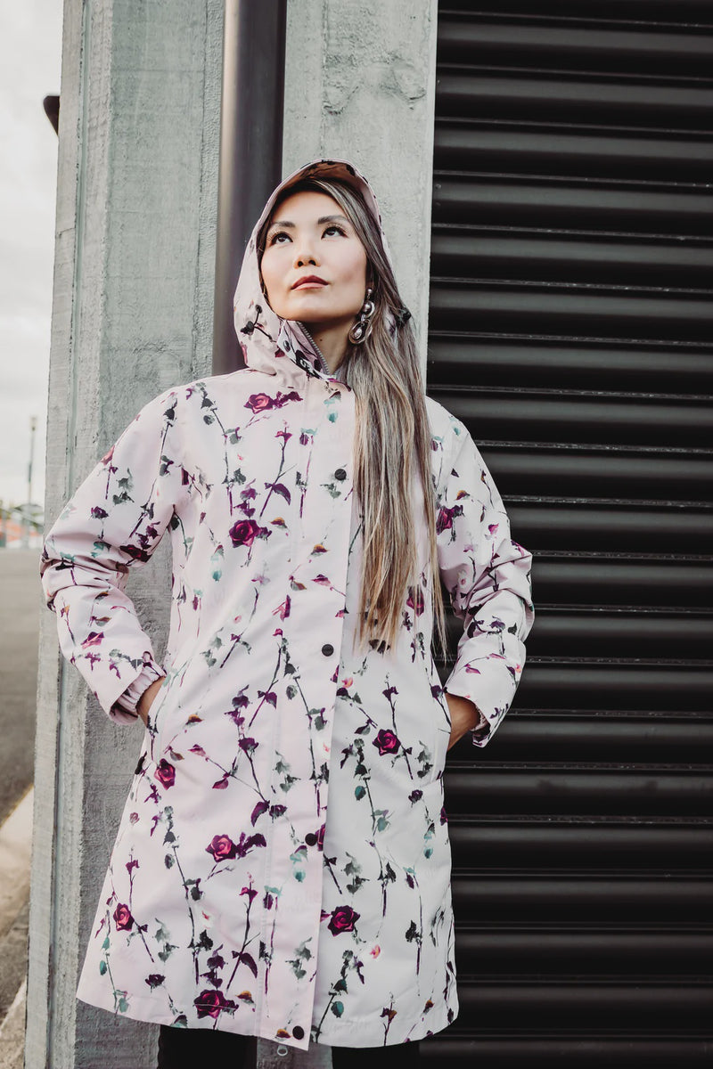 Scribbler - Floral Blush Waterproof Long raincoat