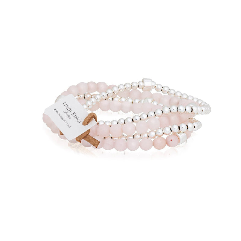 Lindi Kingi - Lightest Pink Agate Bracelet Set