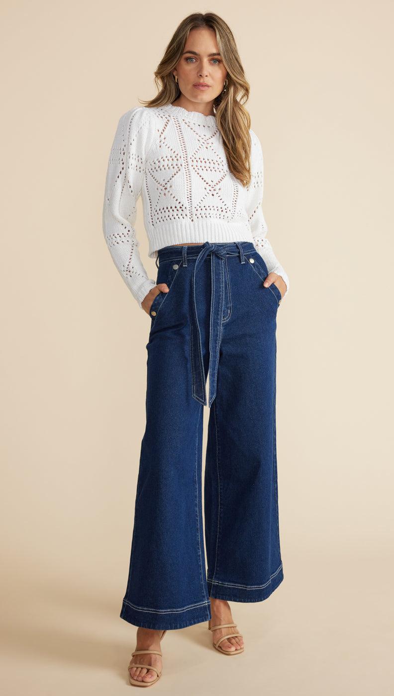 MINK PINK Cara Crochet Jumper White Orinoco Designs Ltd