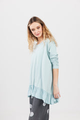 Miss Rose Sister Violet - Blue Ruffle Top