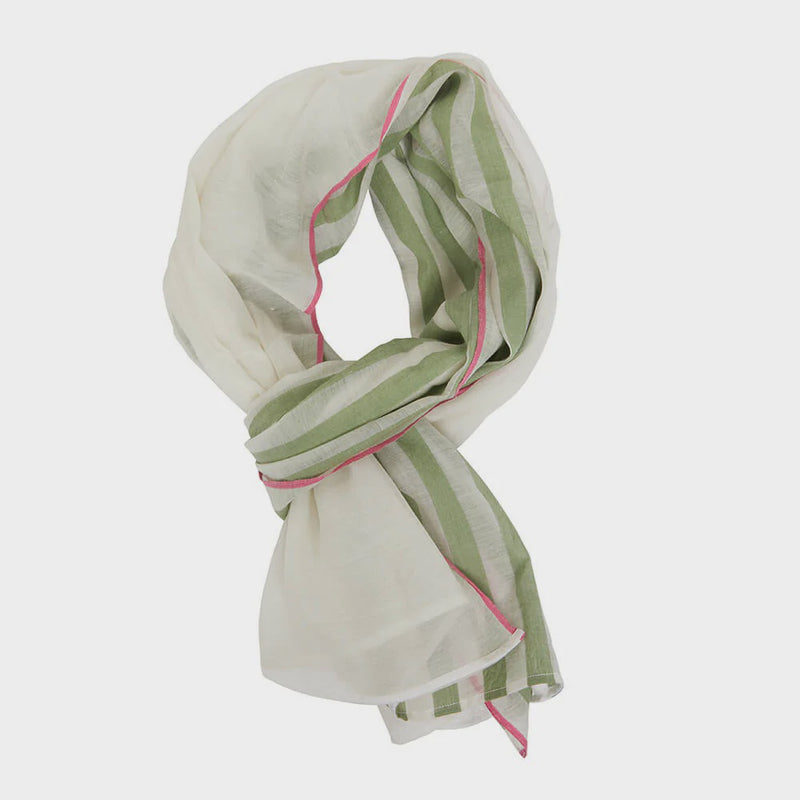 EK Scarf - Khaki Stripe with Hot Pink