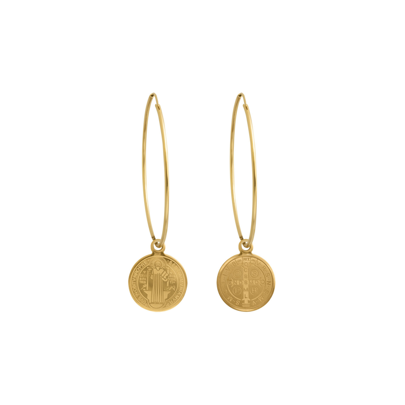 Lindi Kingi - Saint Charm Hoop Earrings - Gold