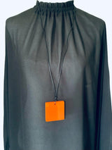 Two Blonde Bobs - Orange Solid Square Necklace