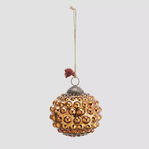 Madam Stoltz - Hanging Glass Ball W/Dots- Antique Copper Lrg 10cm