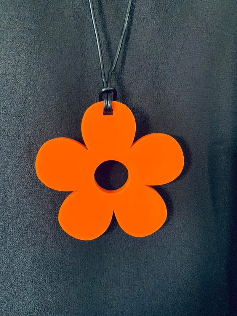 Two Blonde Bobs - Small Orange Solid Daisy Necklace