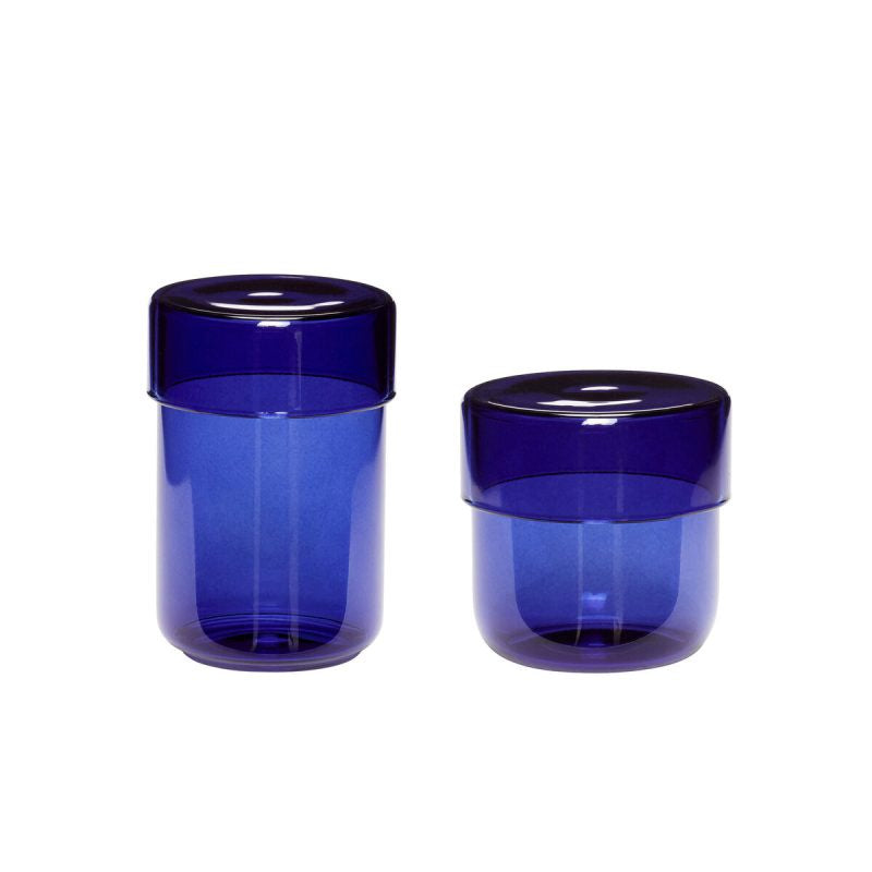Hubsch -Storage Jar with Lid Blue Set of Two