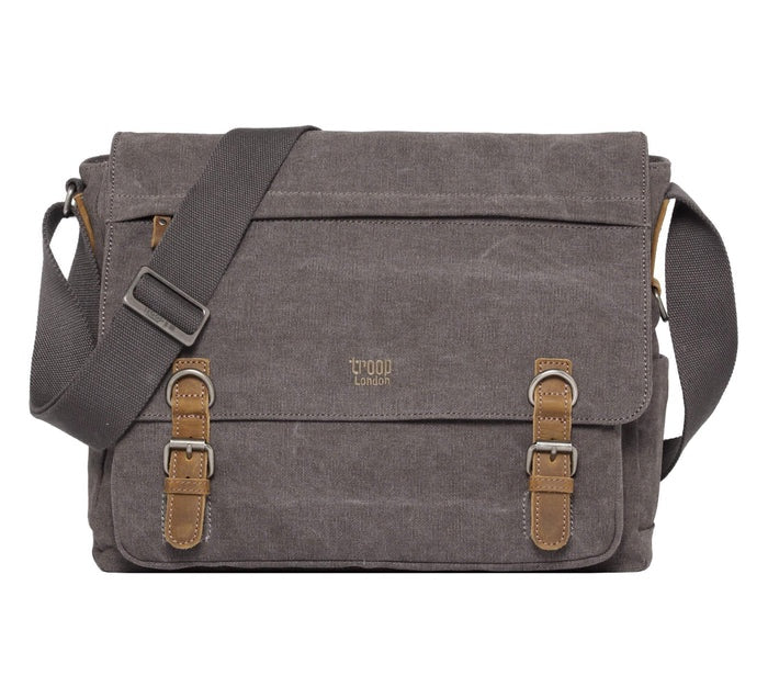 Troop London Classic Laptop Messenger Bag Charcoal Orinoco